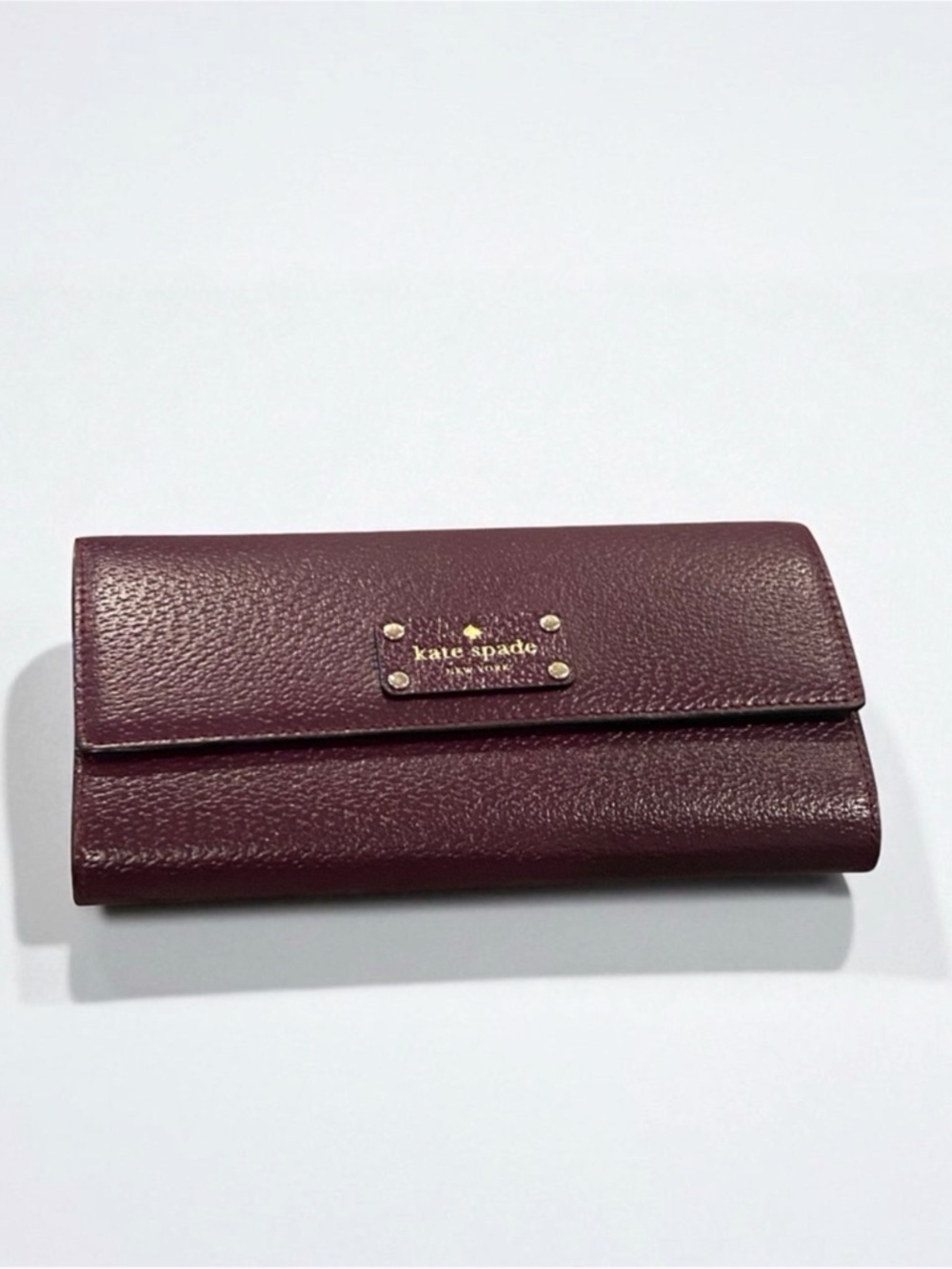 Kate Spade Wellesley Jean Burgundy Pebbled Leather Continental Wallet EUC